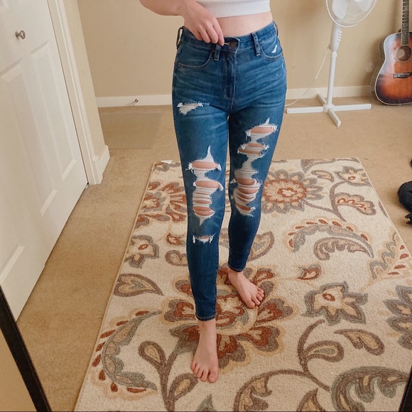 American Eagle Outfitters Denim - AEO Blue Ripped Skinny Jeans